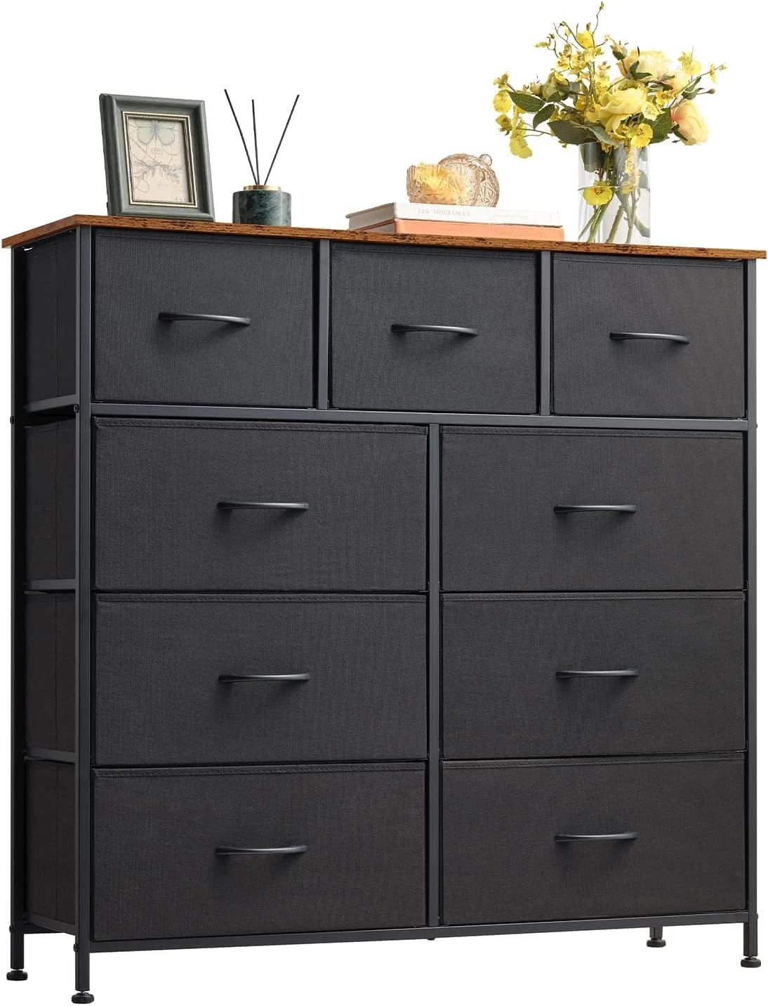 9 Drawer Dresser Storage Cabinet Fabric Bins Organizer