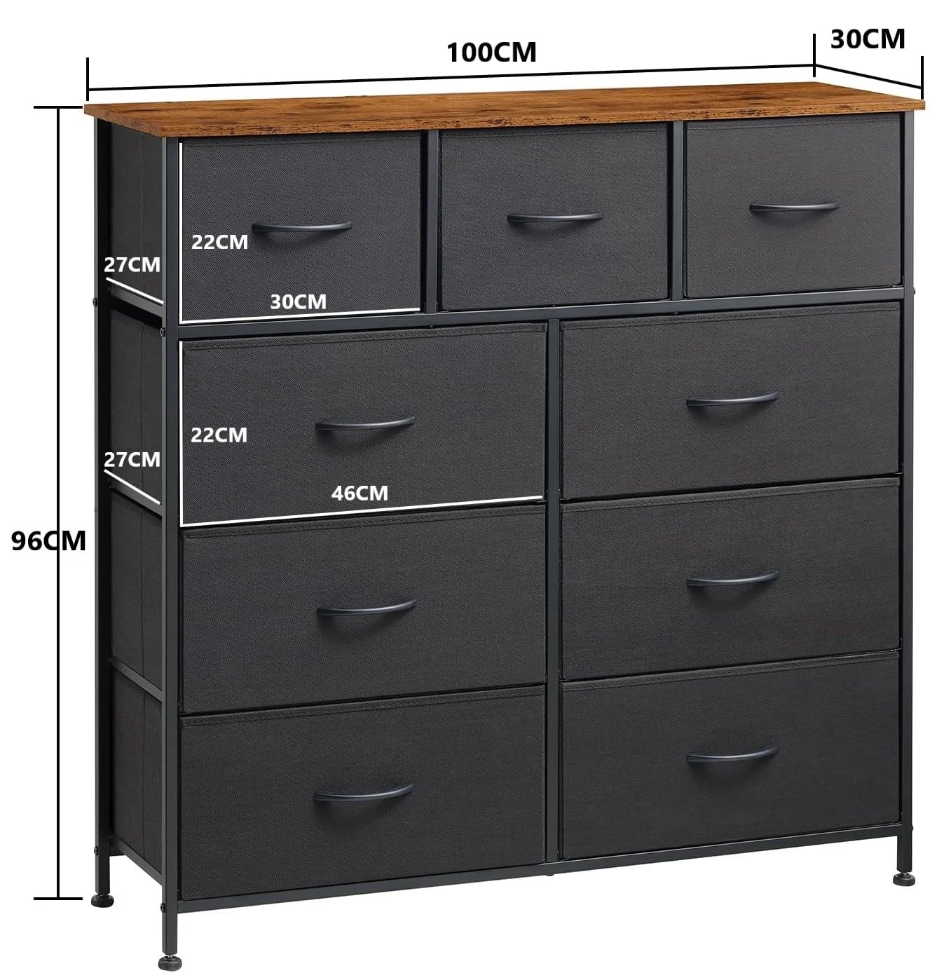 9 Drawer Dresser Storage Cabinet Fabric Bins Organizer - Image 3