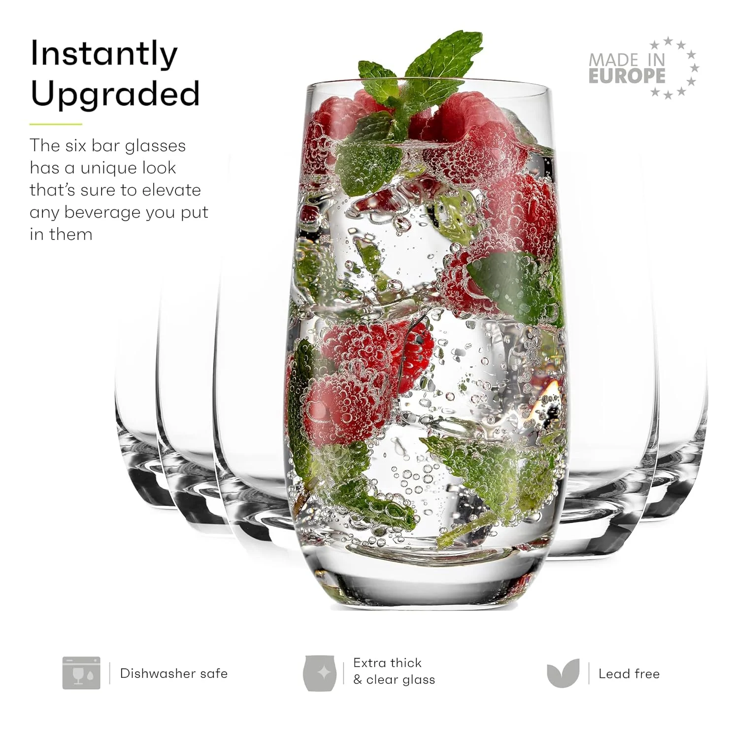 Drinking Glasses Set of 6 - 16oz Highball Glass Cups - Image 3