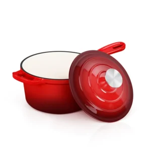 Enameled Cast Iron Sauce Pan 1 Quart Red