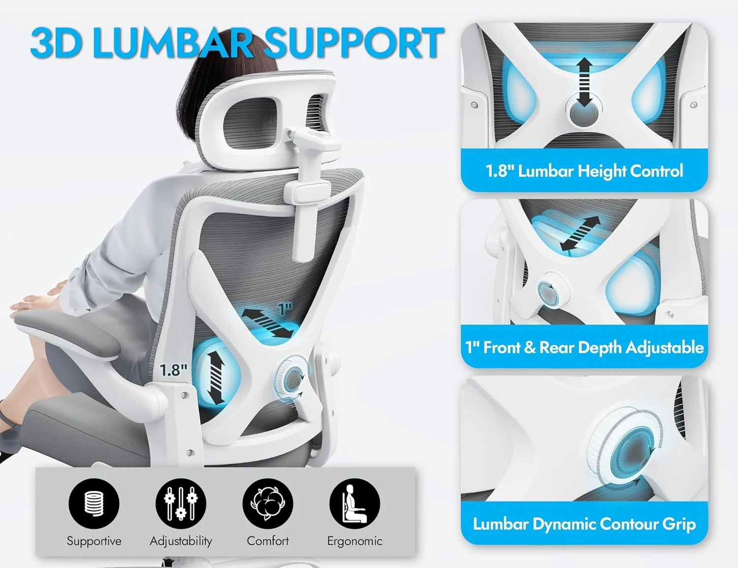 Ergonomic Office Chair Desk Gaming Chair with Lumbar Support - Image 3