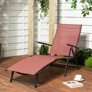 Folding Lounge Chair - Adjustable Outdoor Chaise