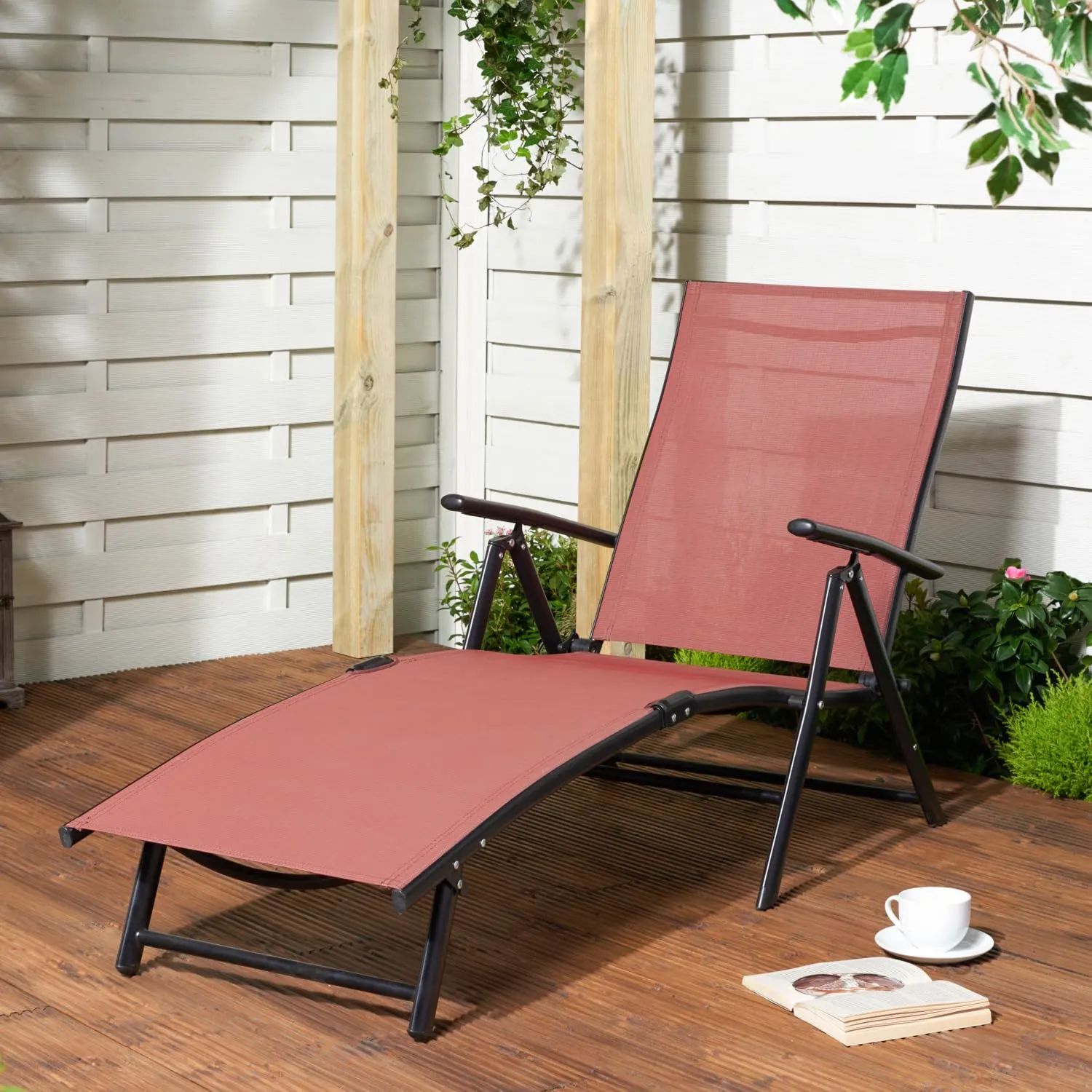 Folding Lounge Chair - Adjustable Outdoor Chaise