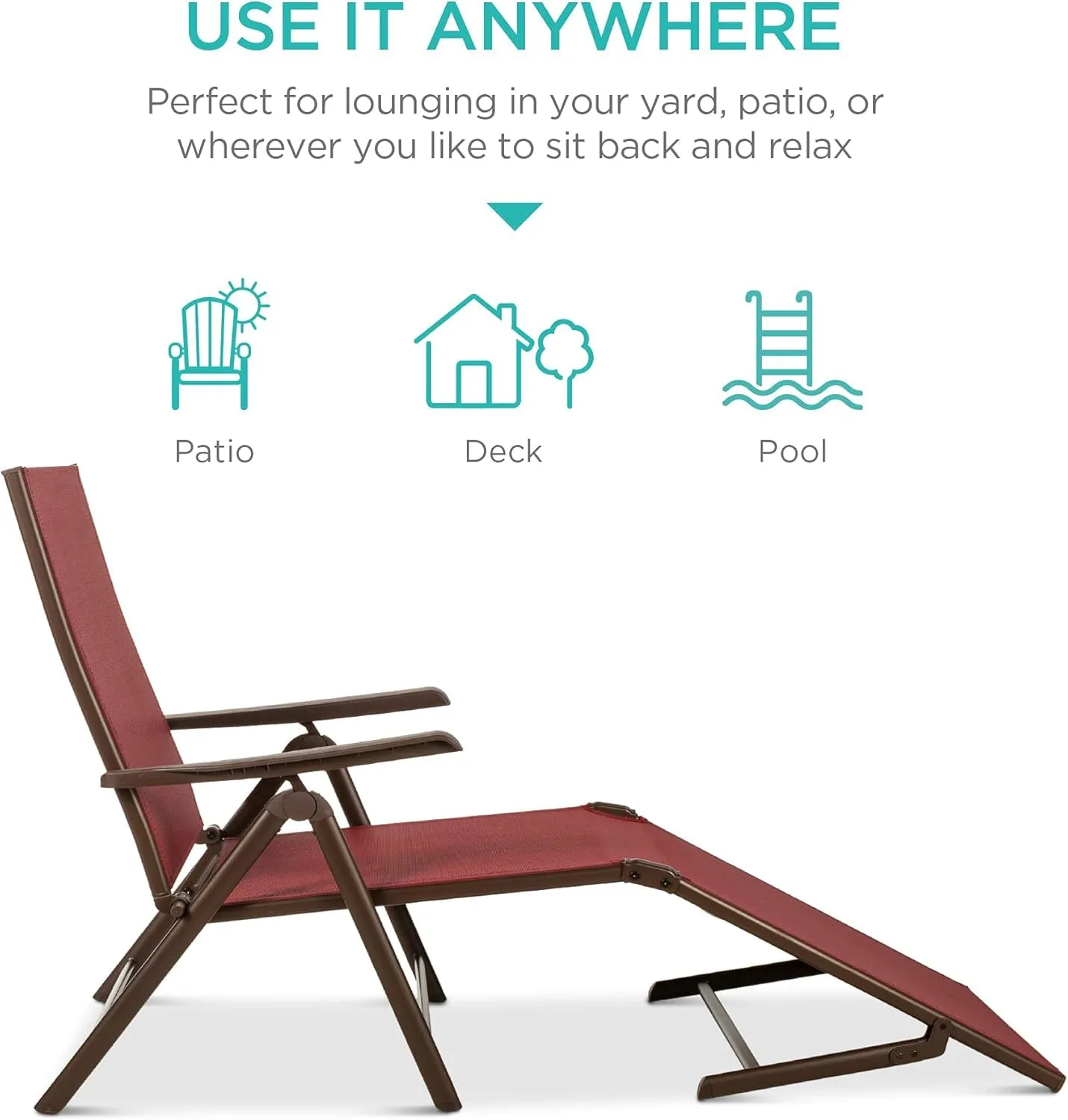 Folding Lounge Chair - Adjustable Outdoor Chaise - Image 3