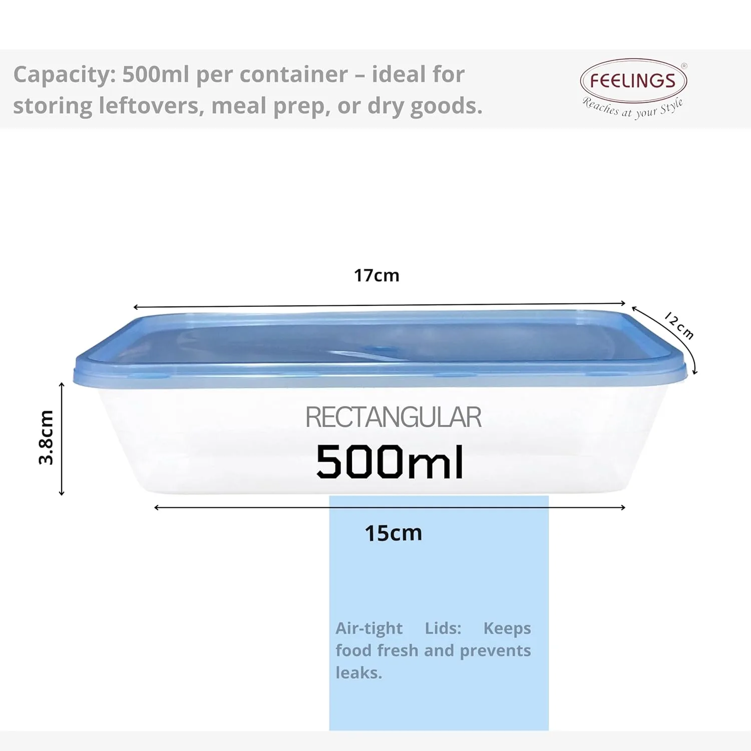 Food Containers Set 7-Piece | Airtight BPA-Free 500ml - Image 2