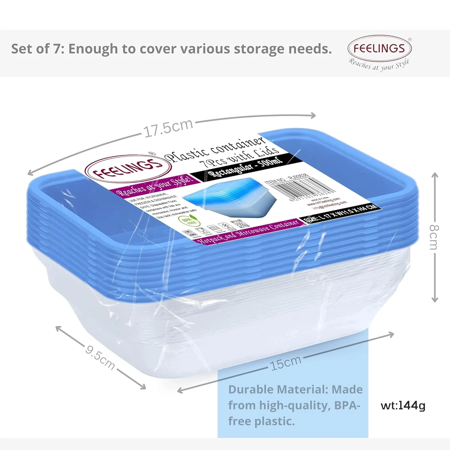 Food Containers Set 7-Piece | Airtight BPA-Free 500ml - Image 4