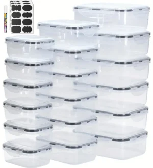 Food Storage Containers Set - 7pcs Plastic Stackable