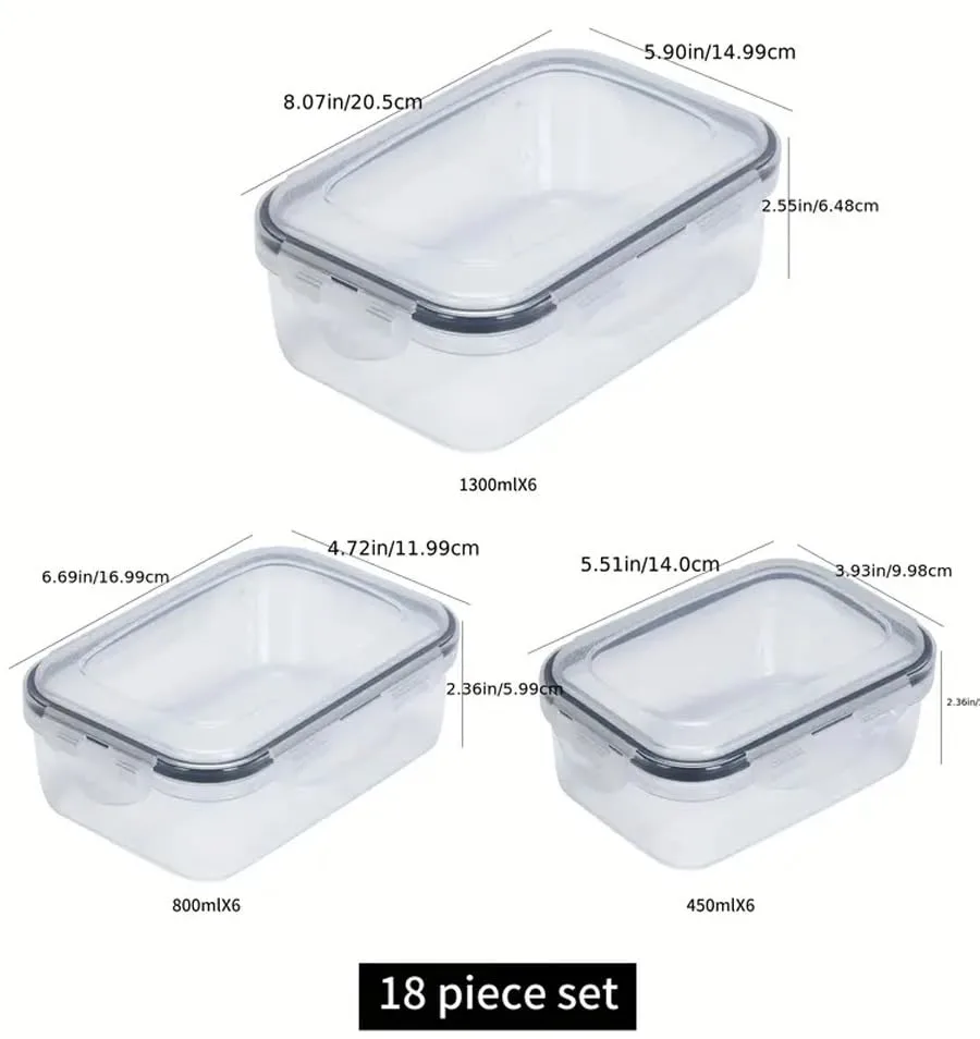 Food Storage Containers Set Airtight 18pcs + Labels - Image 2