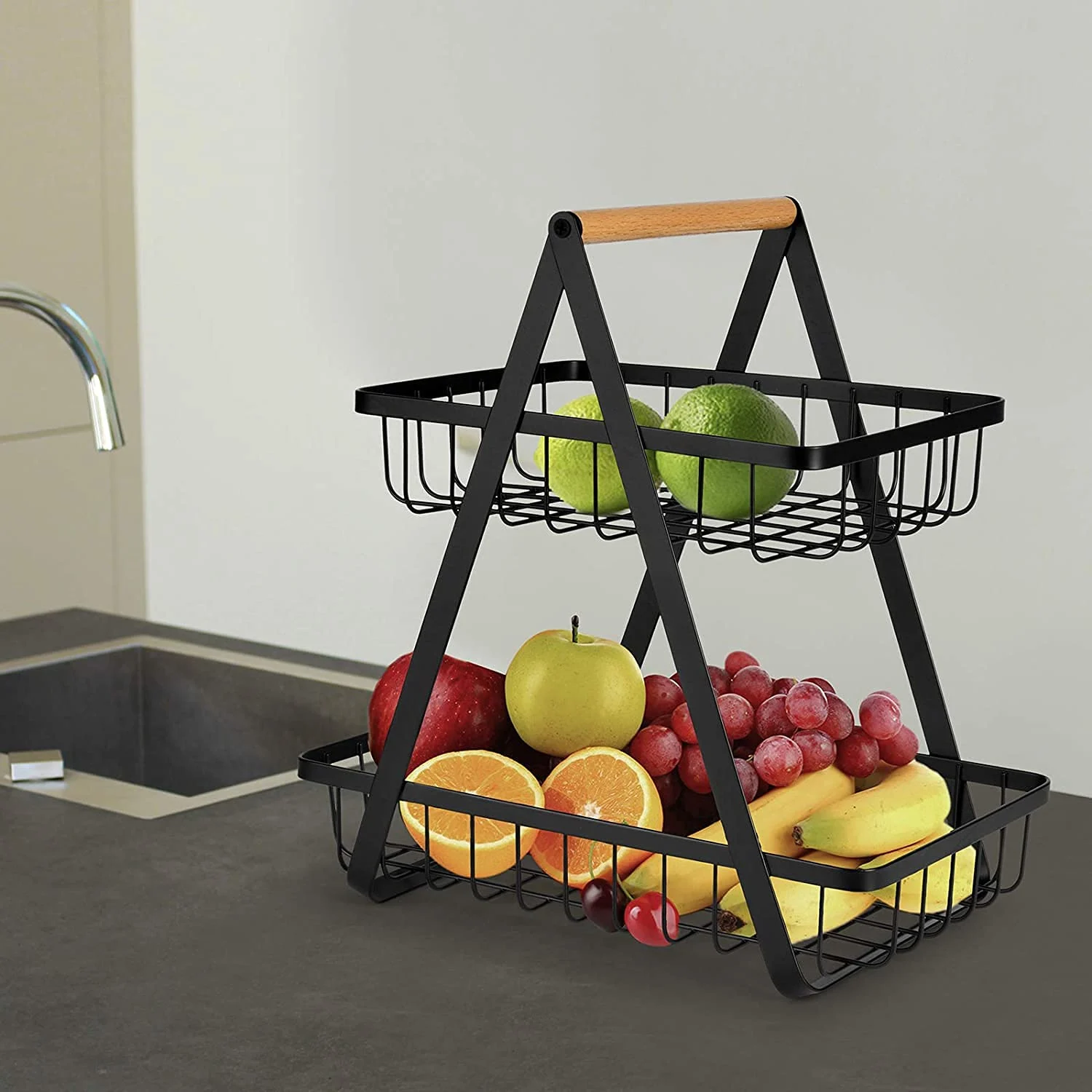 2 Tier Fruit Basket Countertop Vegetable Storage - Image 3