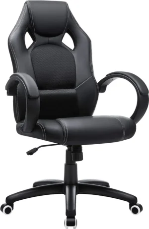 Gaming Chair Ergonomic PU Leather Adjustable - Black