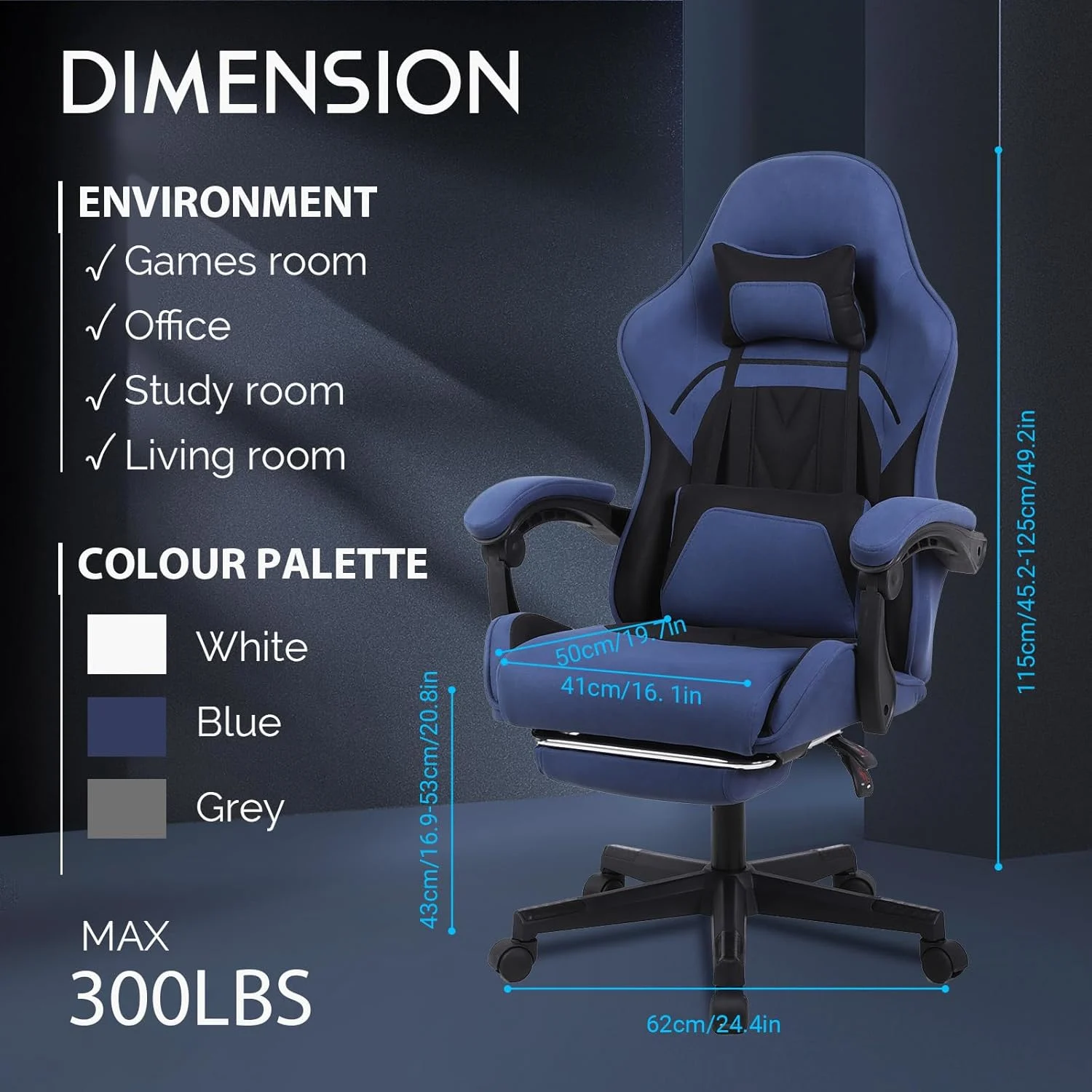 Gaming Chair with Footrest - Ergonomic Computer Chair - Image 3