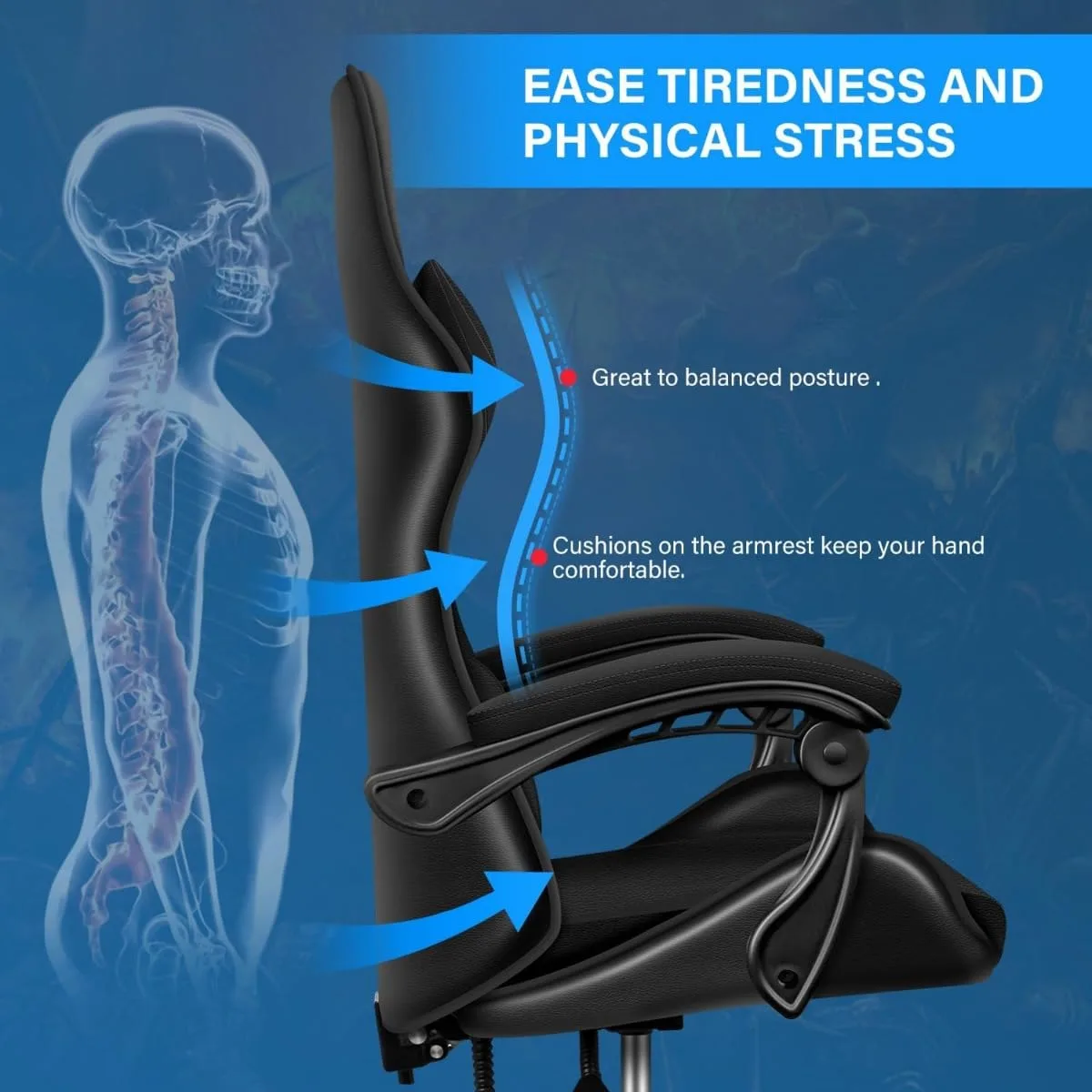Ergonomic Gaming Chair, Reclining, Lumbar Support - Image 4
