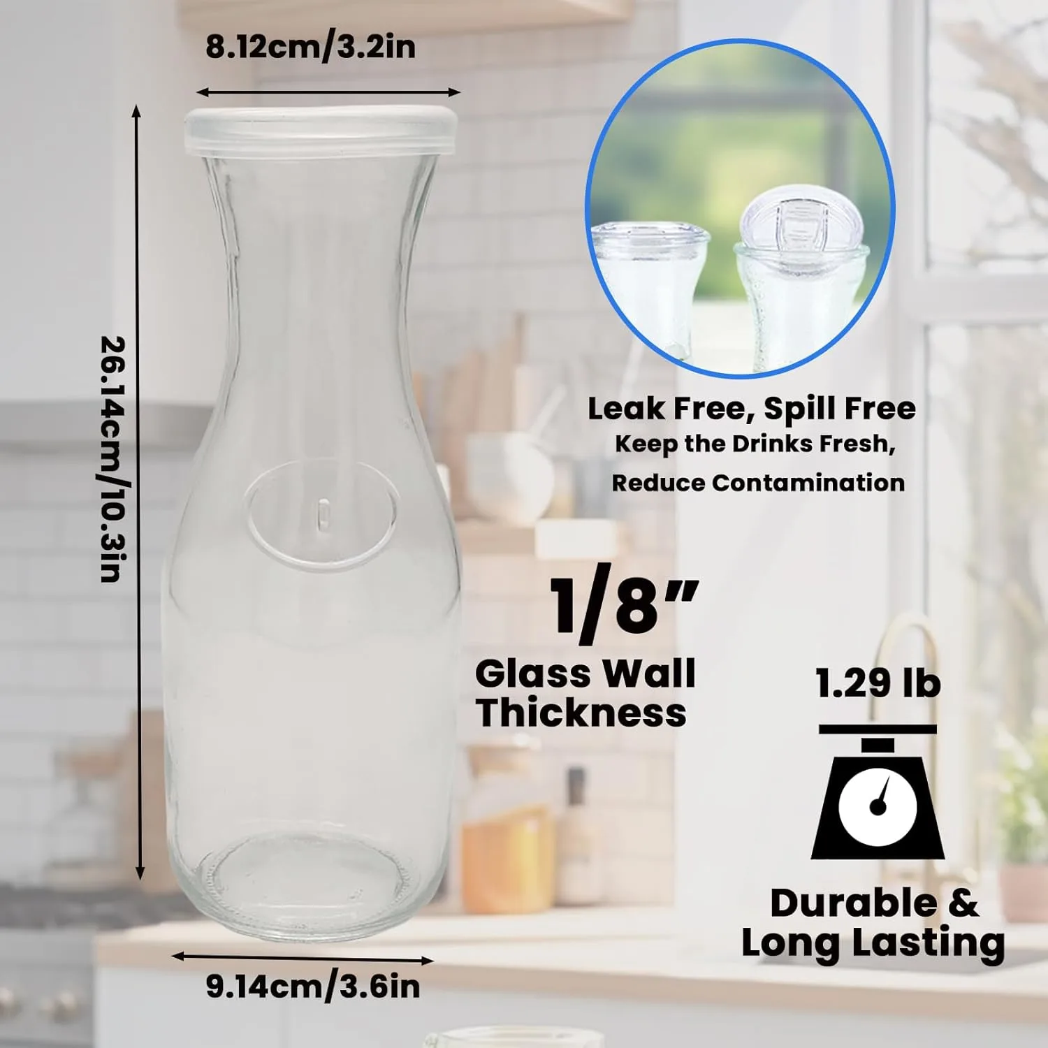 Glass Carafe with Lid Set - Juice, Mimosa Bar - Image 2