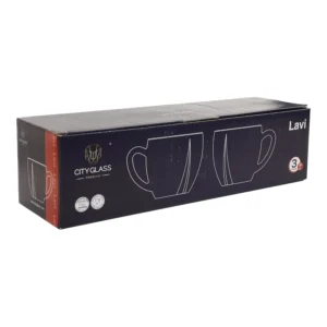 Glass Coffee Mug Set - 3 Piece Elegant Tea Cups