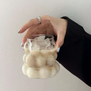 Glass Cups Set - Unique Coffee Mugs for Drinks & Cocktails