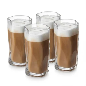 Glass Cups Set - Twist Drinking Glasses Iced Coffee Cups
