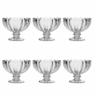 Glass Dessert Bowls Set of 6 - Ice Cream Sundae Cups