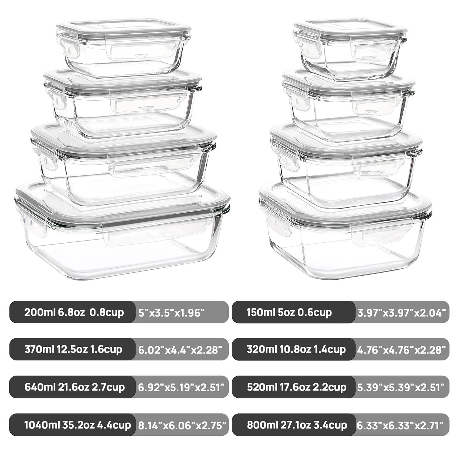 Glass Meal Prep Containers 18 Pack Airtight - Image 2