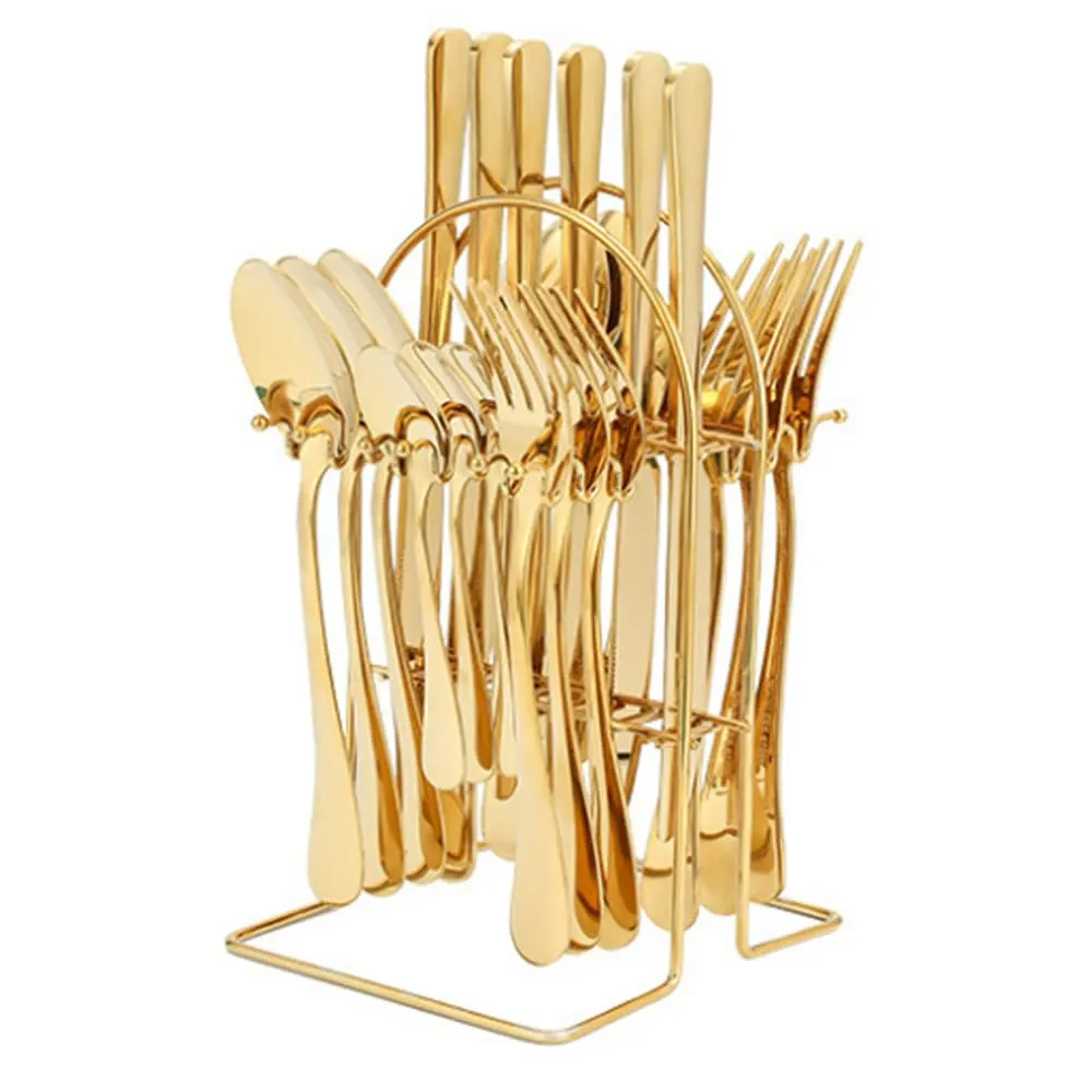 24 Piece Gold Flatware Set Stainless Steel Cutlery
