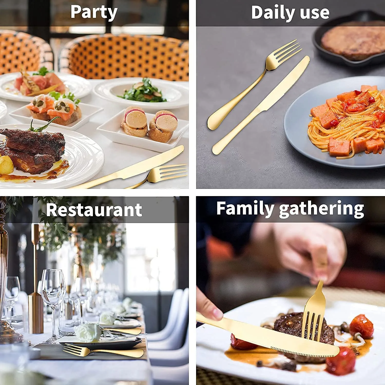 24 Piece Gold Flatware Set Stainless Steel Cutlery - Image 3