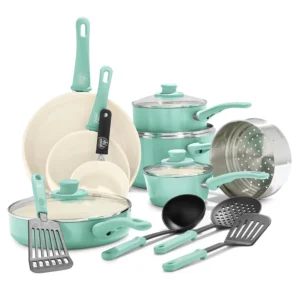 GreenLife Nonstick Cookware Set 16-Piece Turquoise