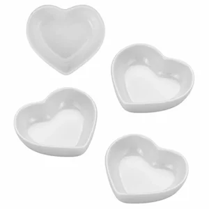 Heart Ceramic Sauce Dish Set - Dipping Bowls (4 Pack)