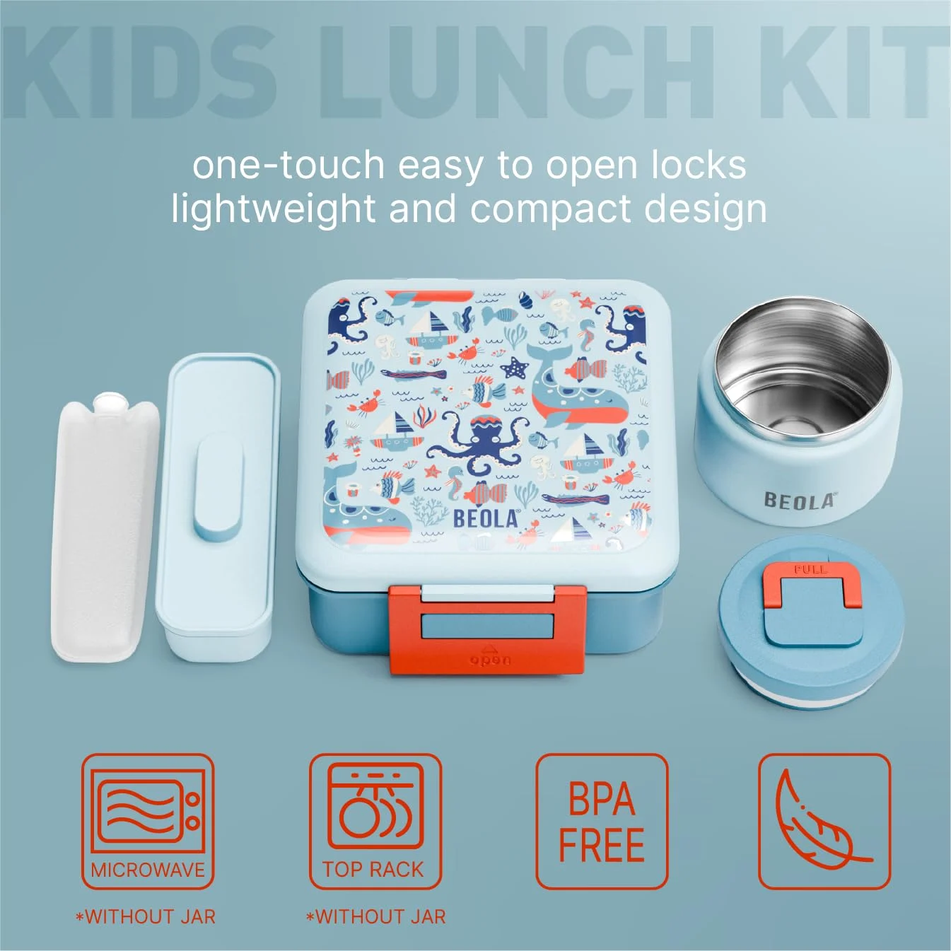 Kids Lunch Box with Food Jar & Ice Pack, Bento Box - Image 2