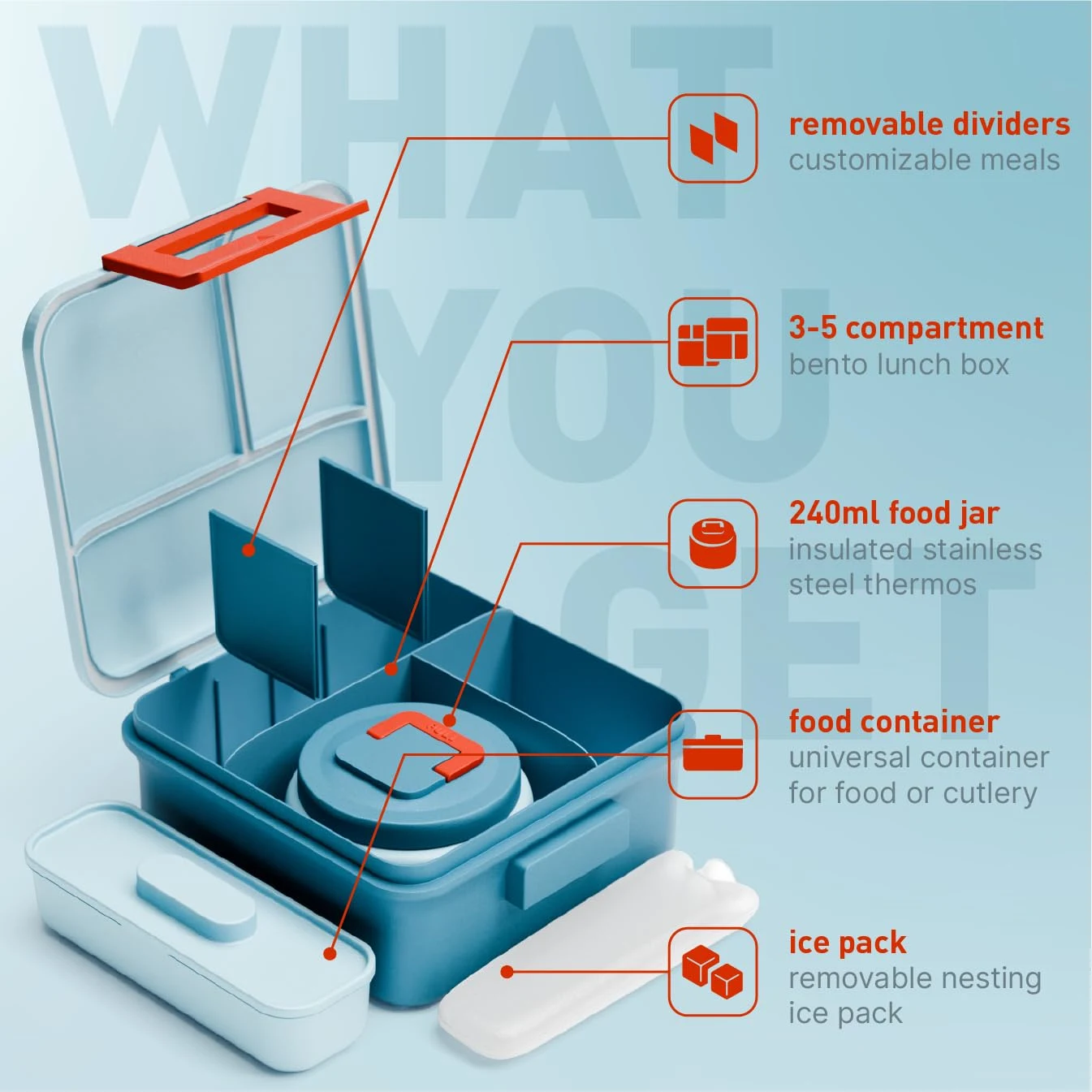 Kids Lunch Box with Food Jar & Ice Pack, Bento Box - Image 3