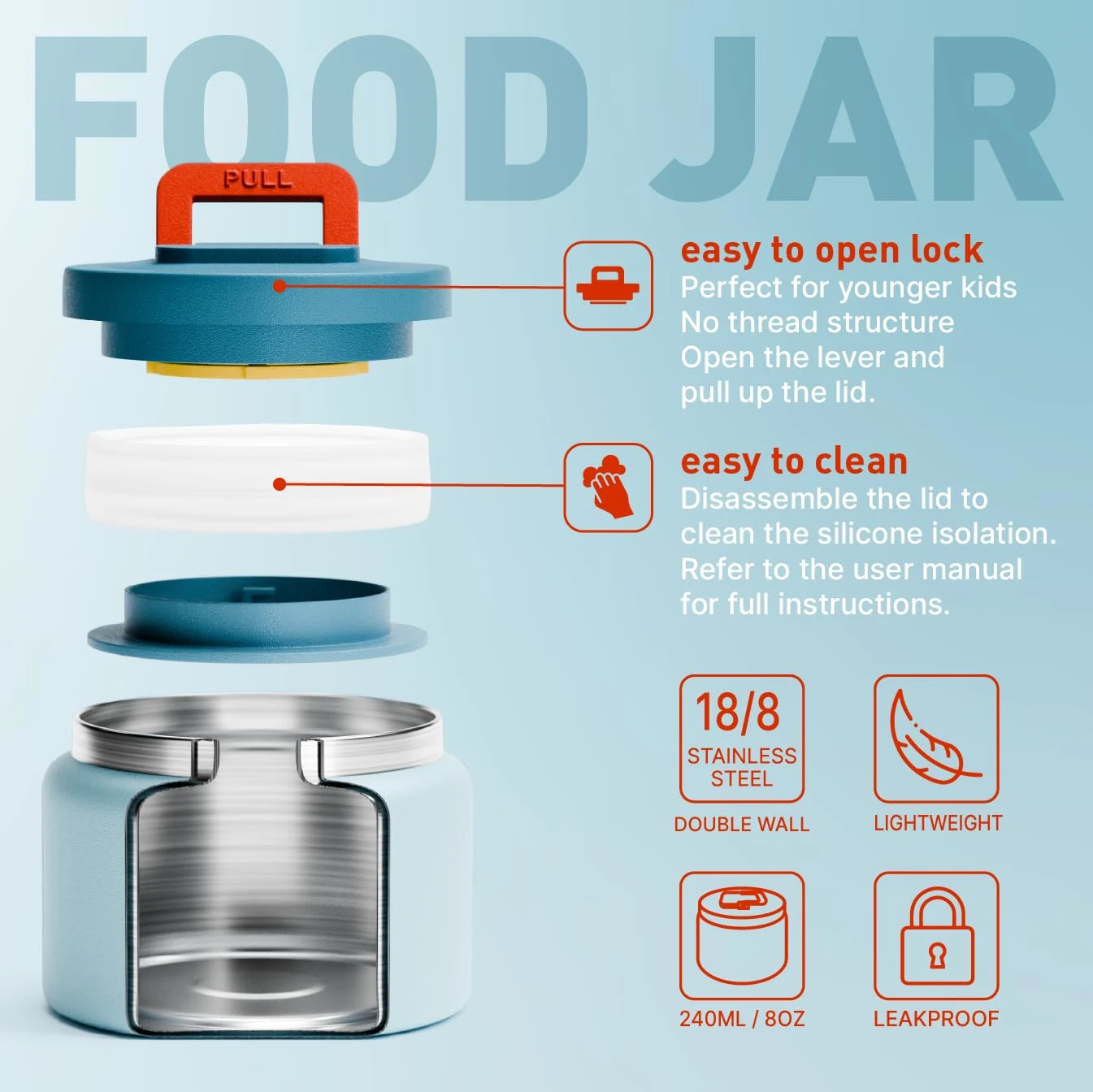 Kids Lunch Box with Food Jar & Ice Pack, Bento Box - Image 4