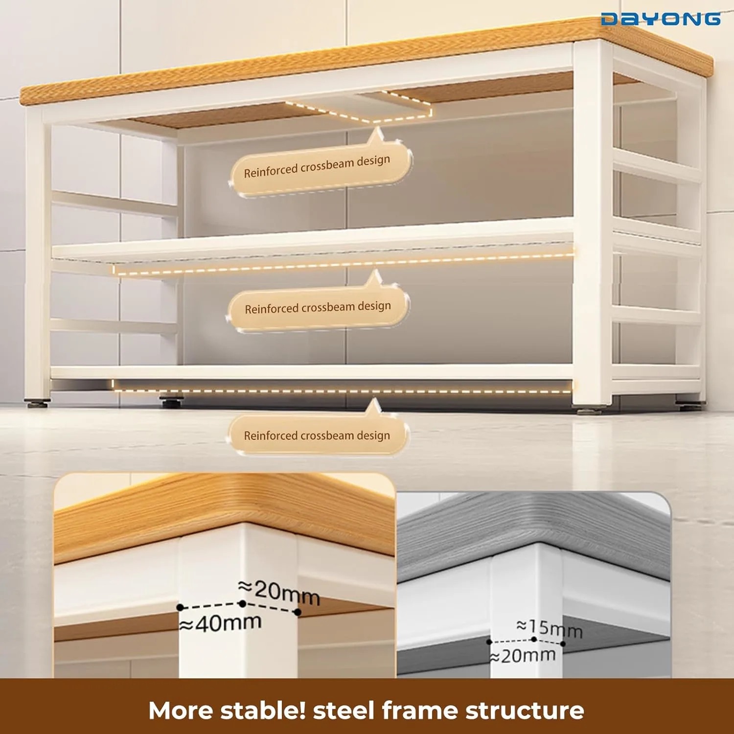 Kitchen Island with Storage - DAYONG 3-Tier 80CM - Image 4