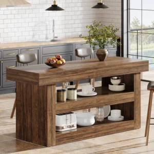 Kitchen Island with Storage Farmhouse Table