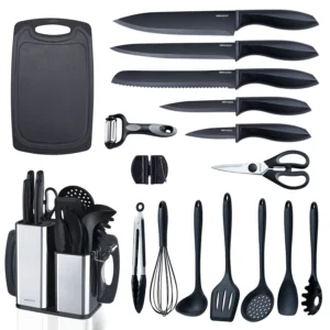 Kitchen Knife Set 18-Piece with Utensil Holder