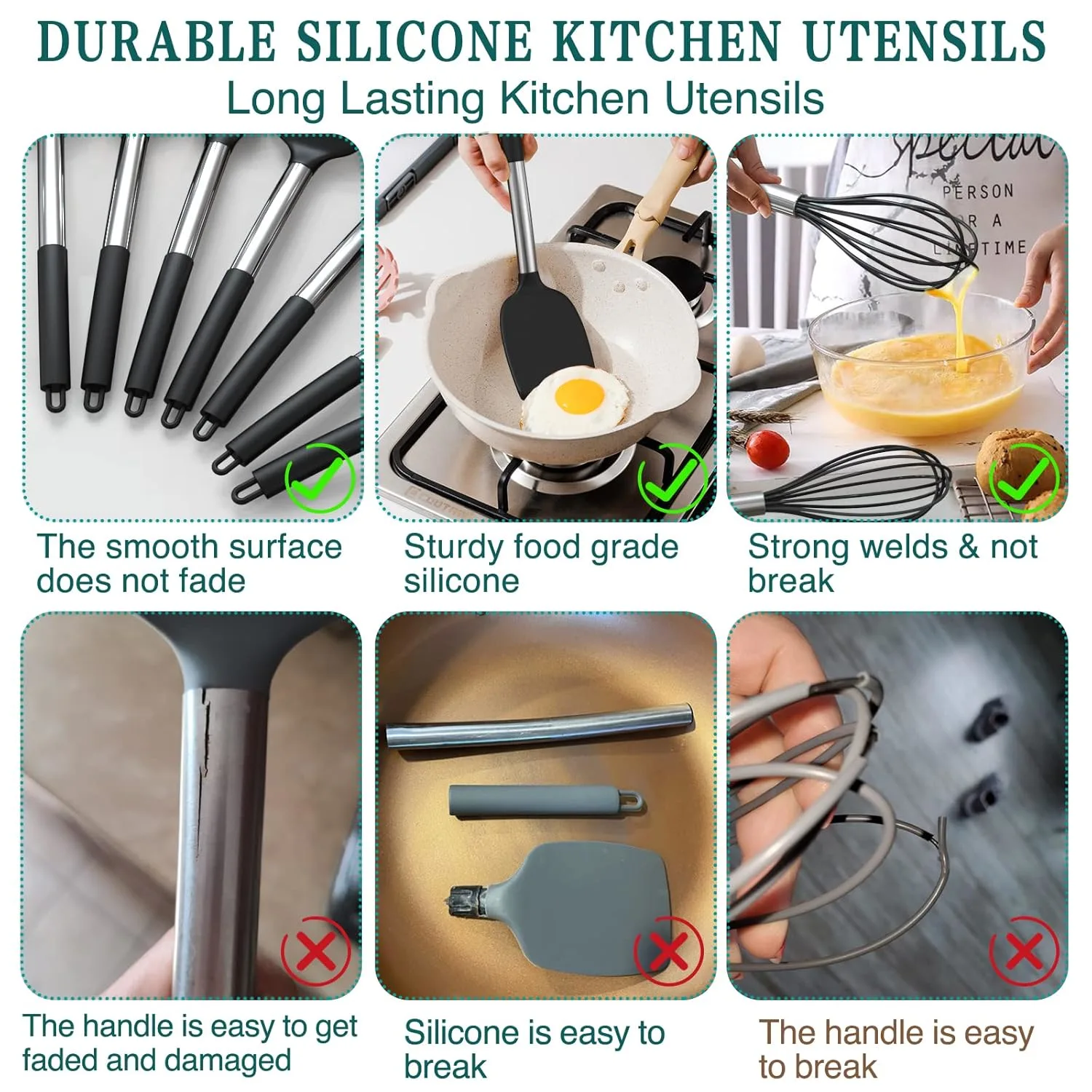 Kitchen Utensils Set 15 Pcs Silicone Heat Resistant - Image 3