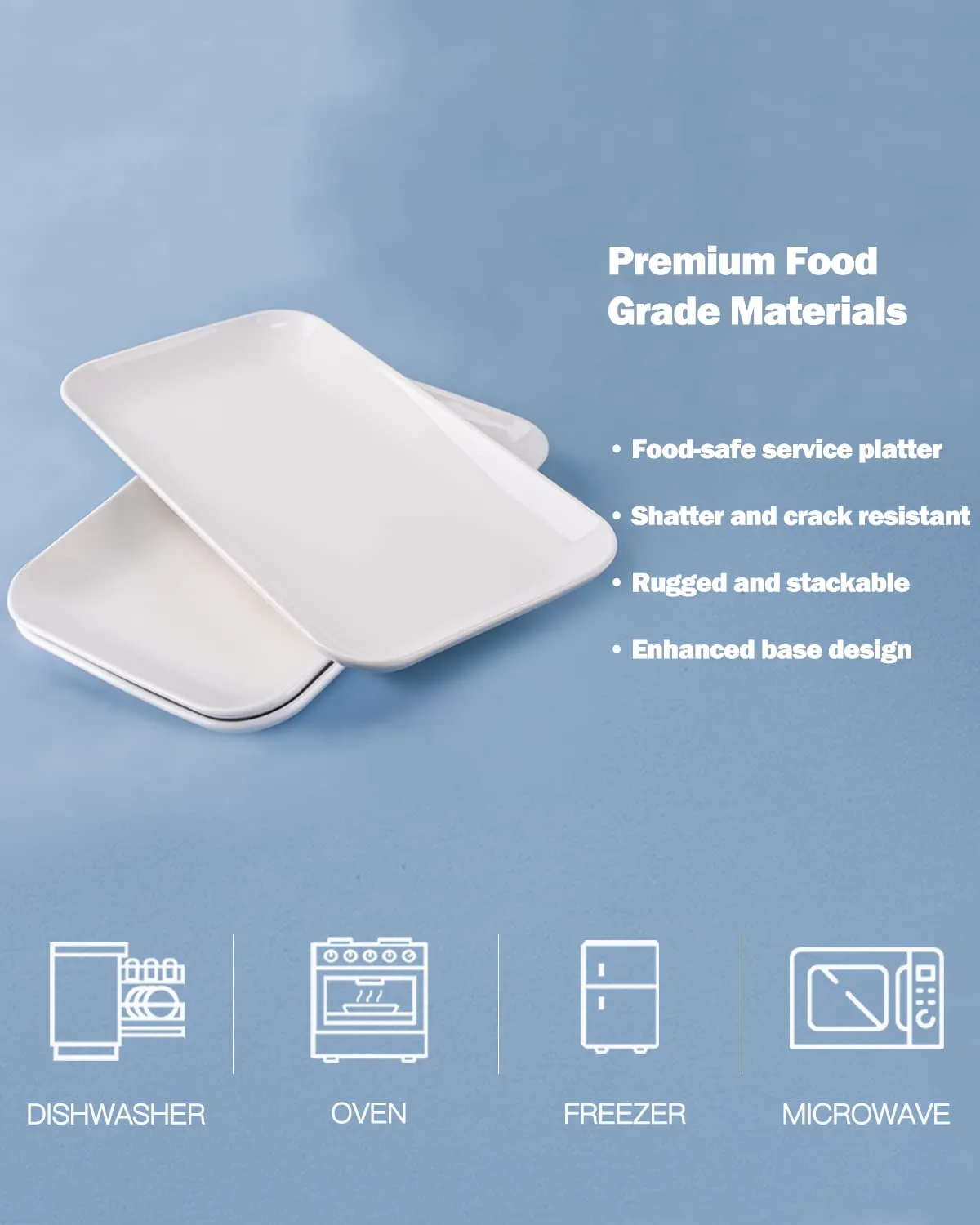 Large Serving Platter Set - White Rectangular Plates - Image 3