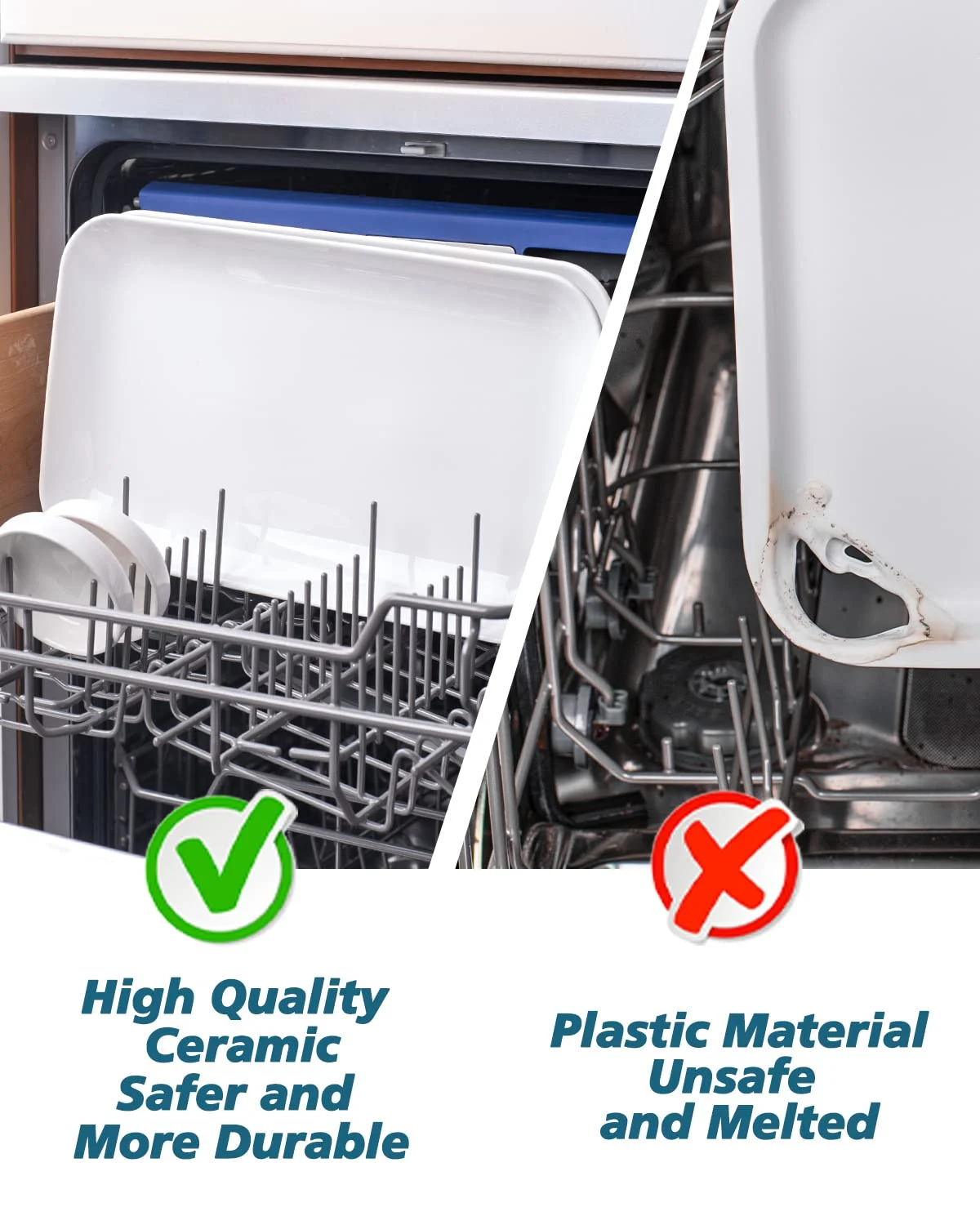 Large Serving Platter Set - White Rectangular Plates - Image 4