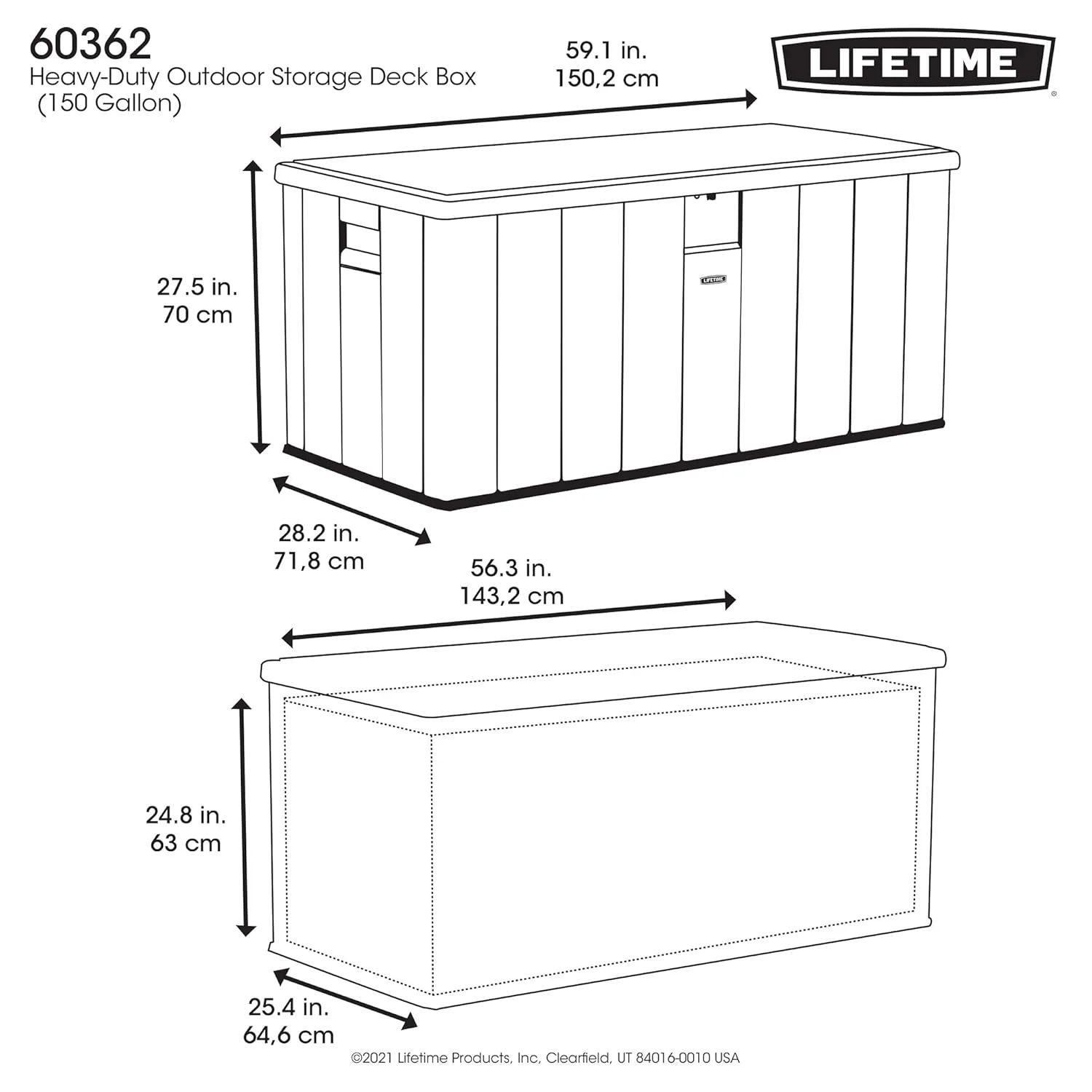 Lifetime 150 Gallon Deck Box - Outdoor Storage - Image 3