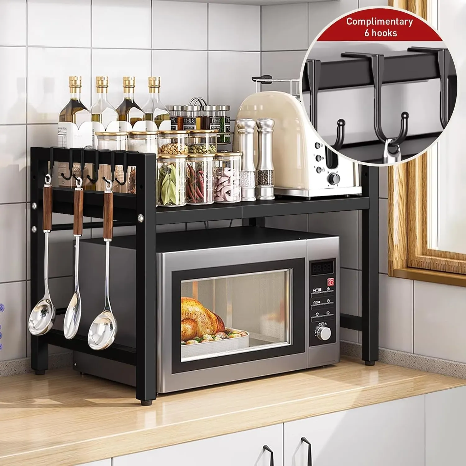 Expandable Microwave Oven Rack Stand Kitchen Storage - Image 4