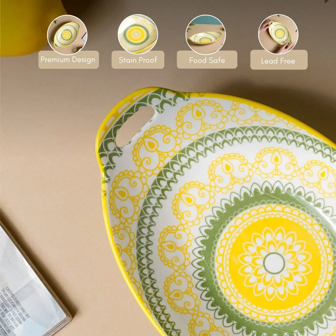 Nestasia Mandala Ceramic Long Dish with Handles - Image 3