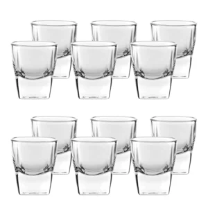 Ocean Plaza Shot Glass Set - 12 Clear Liquor Glasses