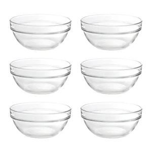 Ocean Stack Bowl Set Clear 6-Inch Glass Bowls
