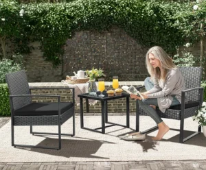 Outdoor Furniture Set 3 Piece Rattan Patio Set