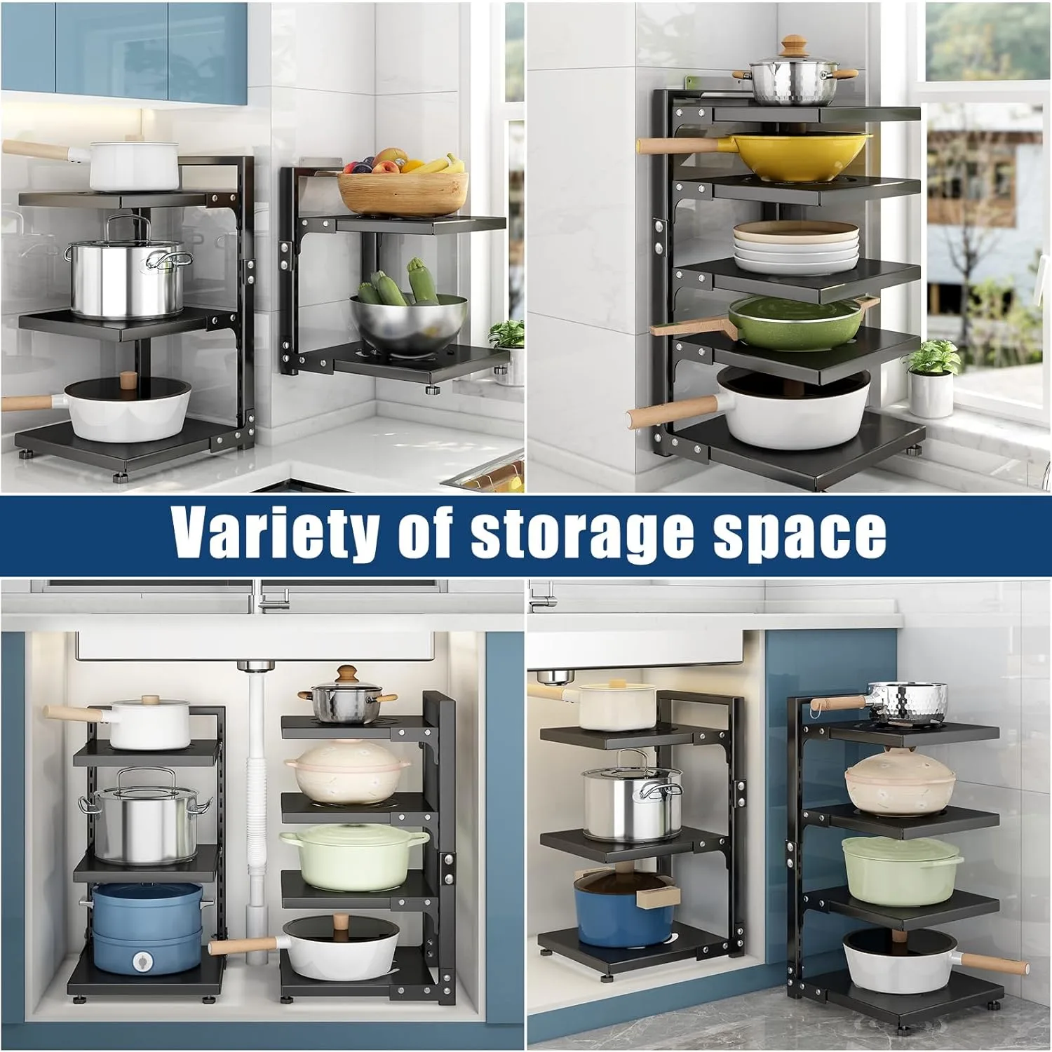 Pan Organizer Rack: Adjustable Pot Rack for Cabinet - Image 4