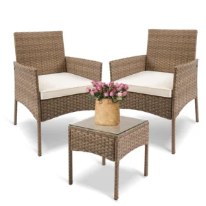 Patio Bistro Set Outdoor Wicker Furniture 3 Piece