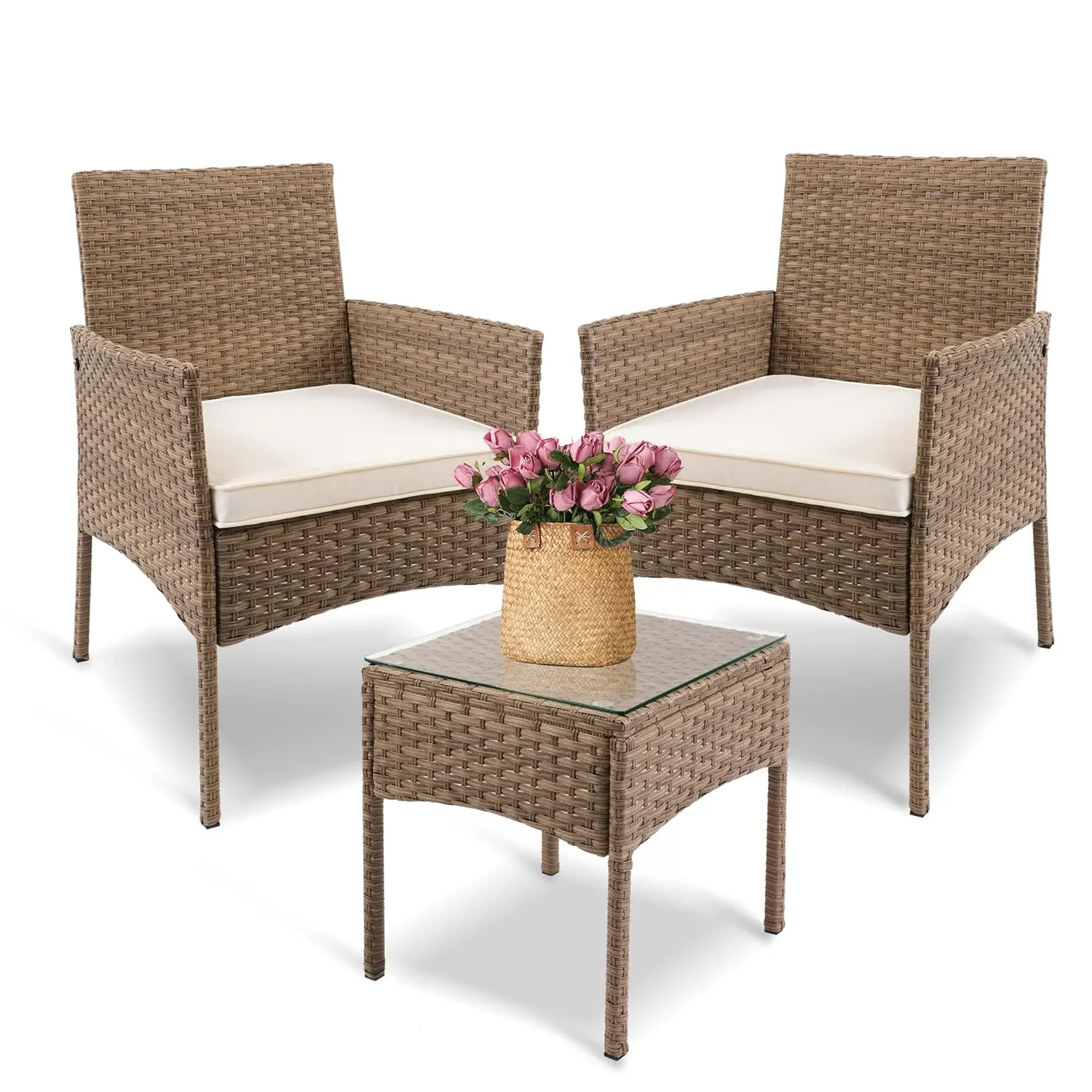 Patio Bistro Set Outdoor Wicker Furniture 3 Piece