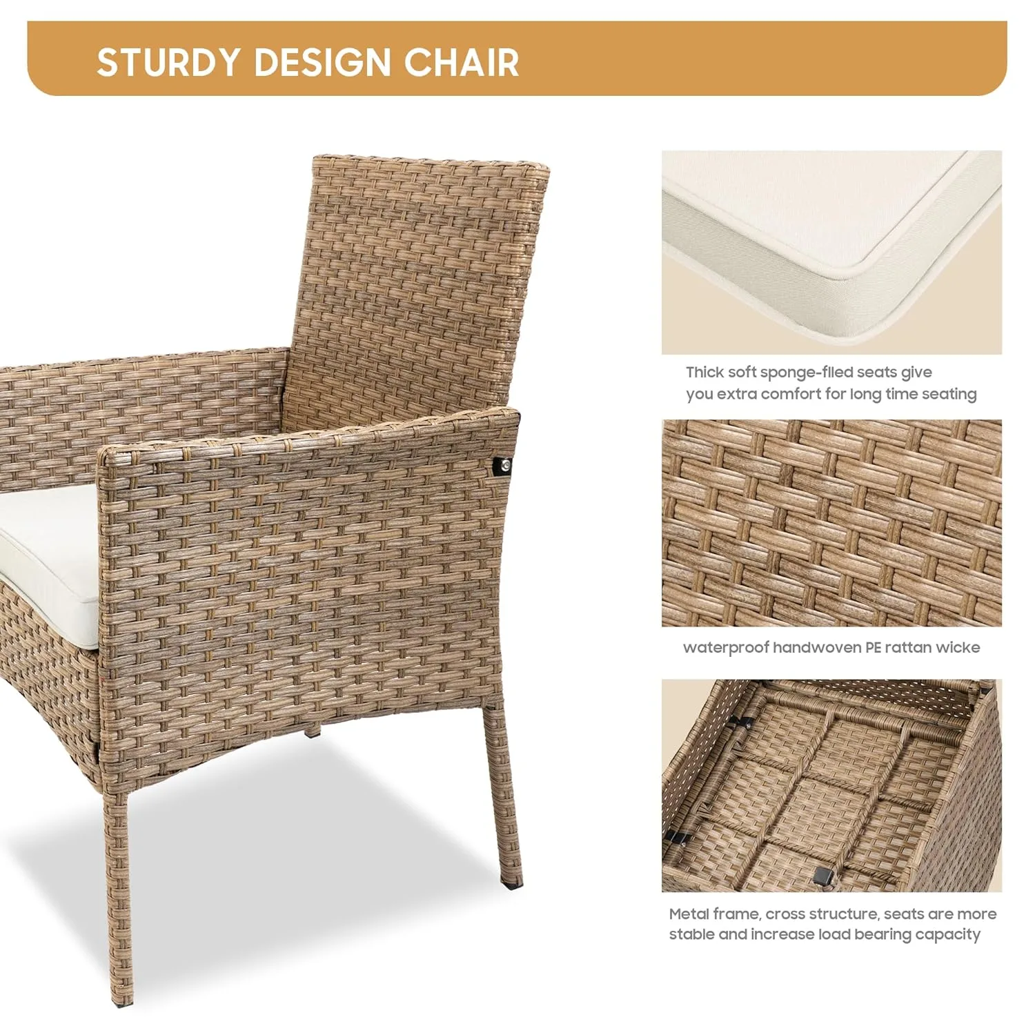 Patio Bistro Set Outdoor Wicker Furniture 3 Piece - Image 4