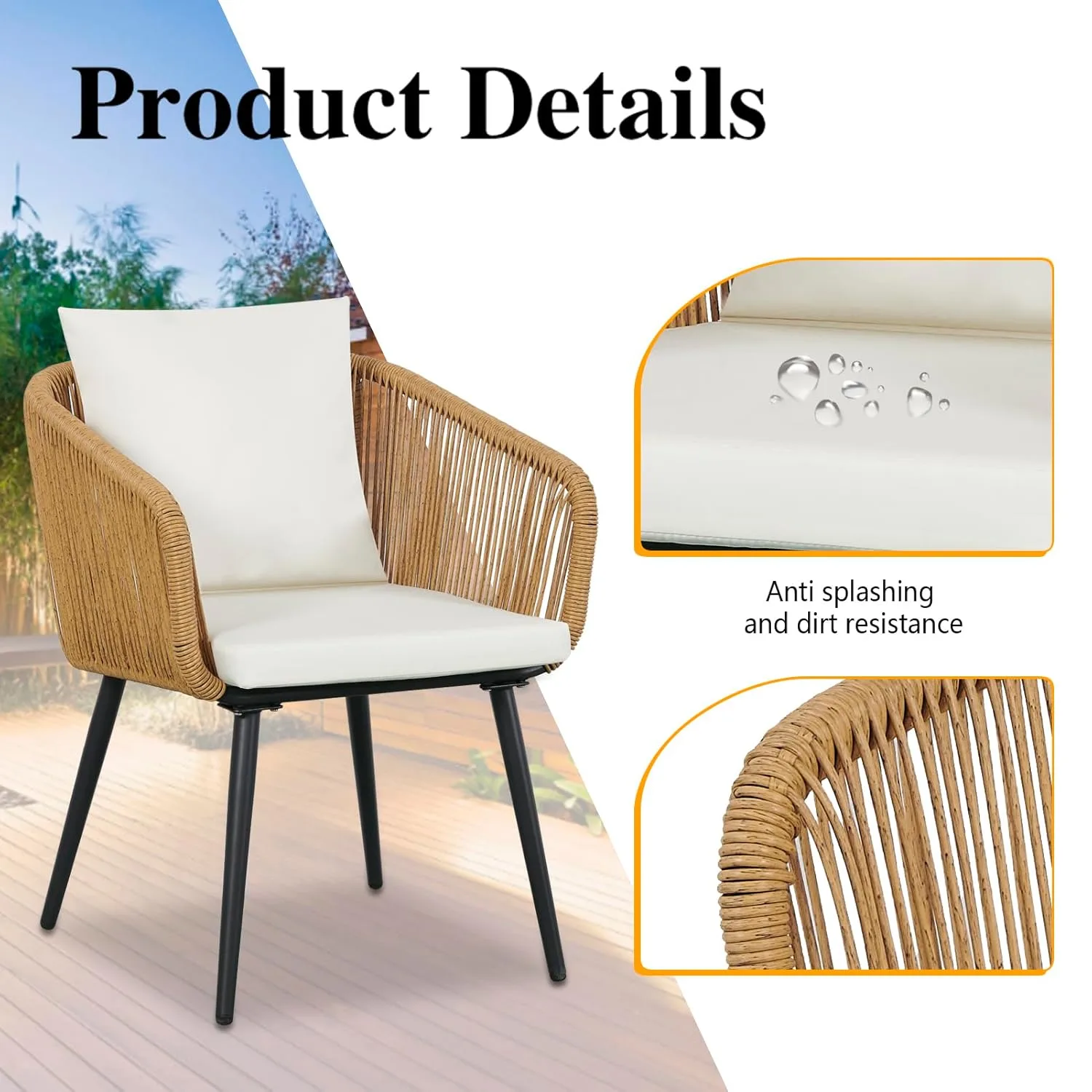 Patio Bistro Set Outdoor Wicker Conversation Set - Image 4