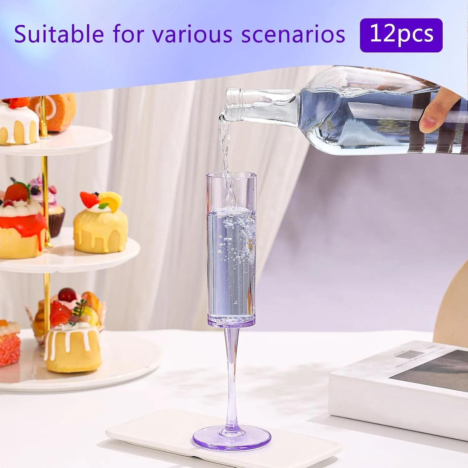 Plastic Champagne Flutes 6 Pack Reusable - Image 4