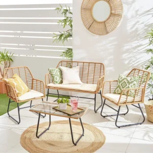 Rattan Garden Furniture 4 Piece Sofa Set Outdoor Indoor