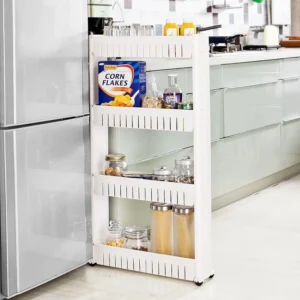 Slim Rolling Cart 4 Tier Kitchen Storage Shelf