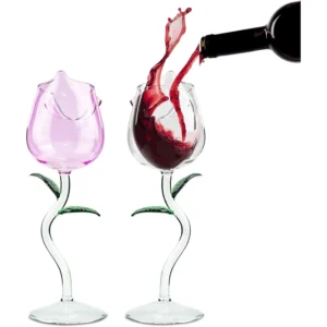 Rose Cocktail Glass Set - Flower Red Wine Glasses